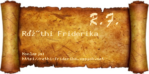 Réthi Friderika névjegykártya